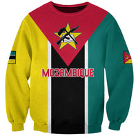 Personalized Mozambique flag sweatshirt with star emblem and 'MOZAMBIQUE' front print