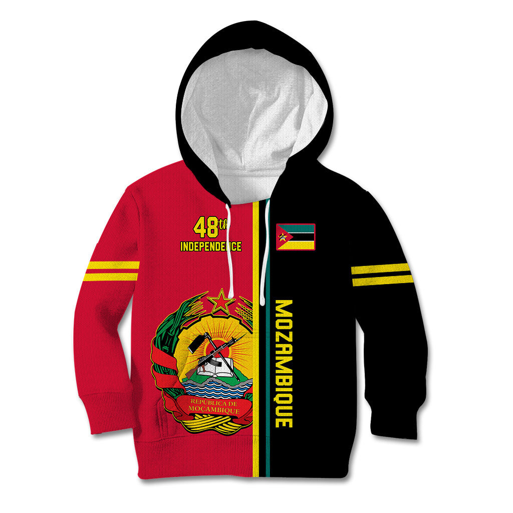 Personalised Independence Day Mozambique Kid Hoodie Muzambhiki Coat Of Arms - Wonder Print Shop