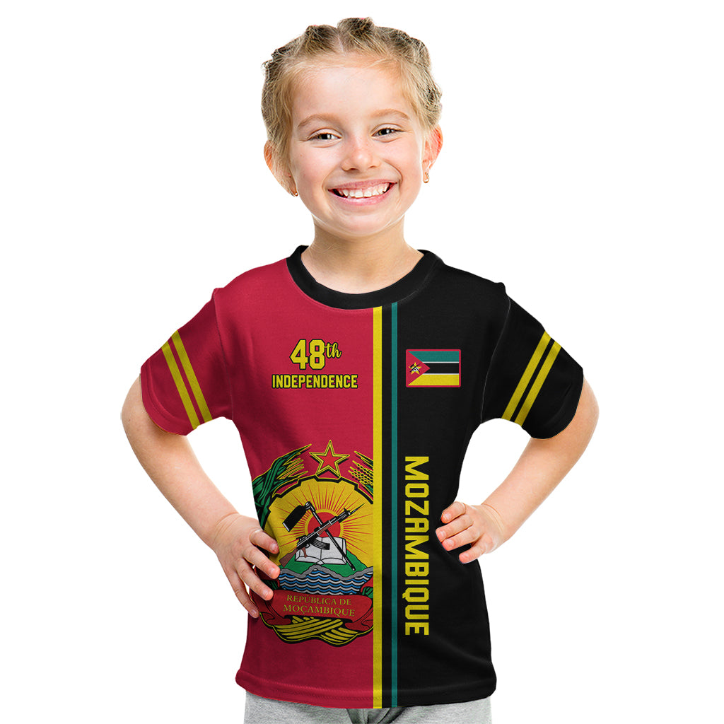 Personalised Independence Day Mozambique Kid T Shirt Muzambhiki Coat Of Arms - Wonder Print Shop