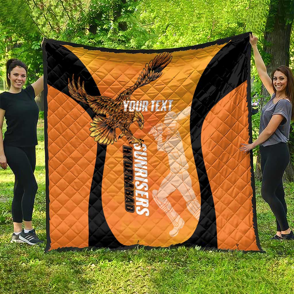 Custom Hyderabad India Cricket Quilt Go Sunrisers Eagle
