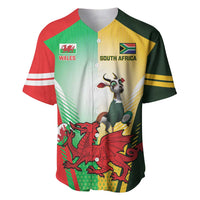Rugby baseball jersey with Wales & South Africa crests, antelope and dragon front
