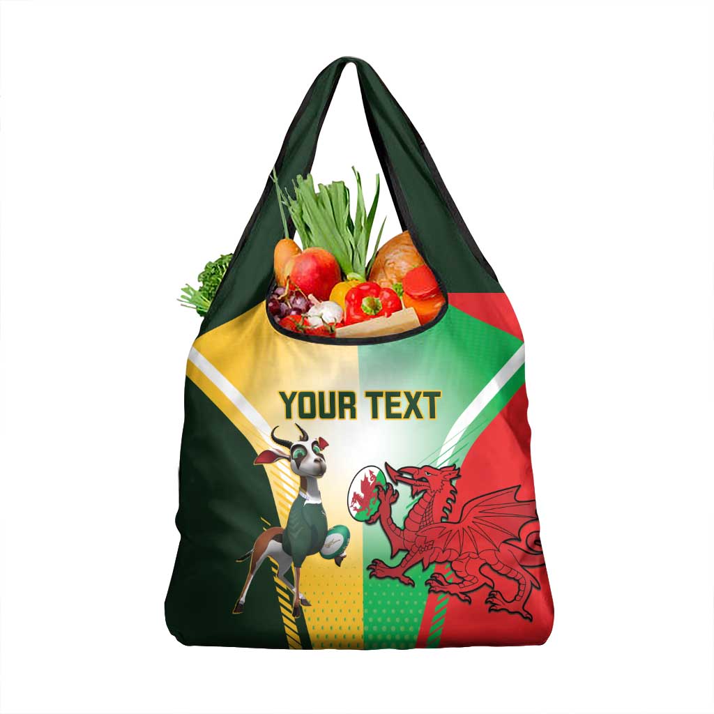 Custom South Africa And Wales Rugby Grocery Bag Springboks Welsh Mascots Dynamic Version