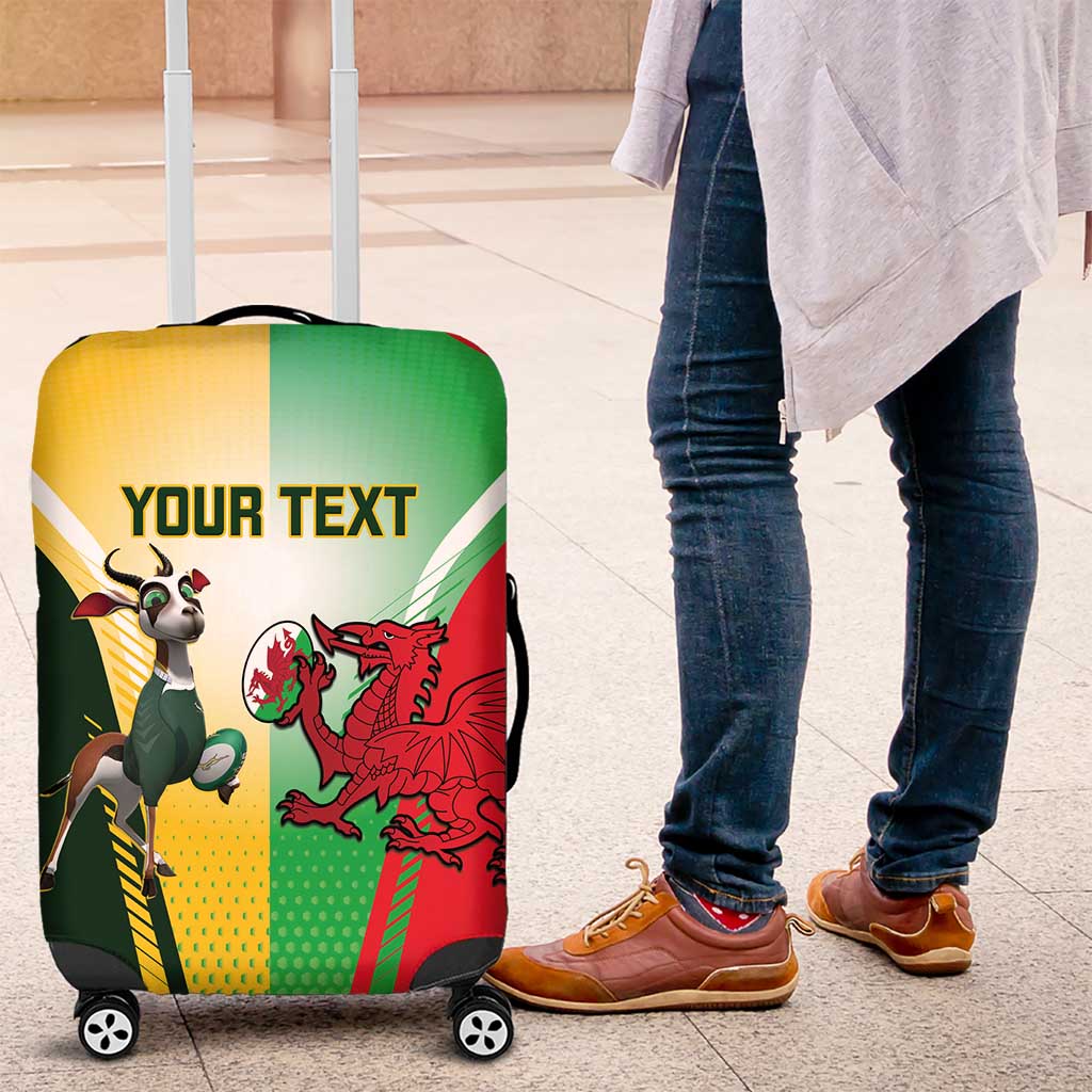 Custom South Africa And Wales Rugby Luggage Cover Springboks Welsh Mascots Dynamic Version - Wonder Print Shop