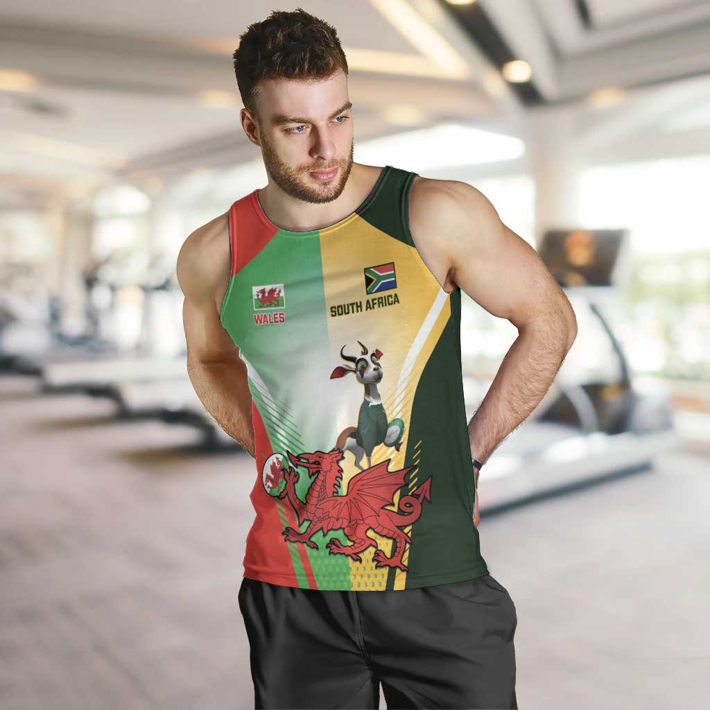 Custom South Africa And Wales Rugby Men Tank Top Springboks Welsh Mascots Dynamic Version - Wonder Print Shop