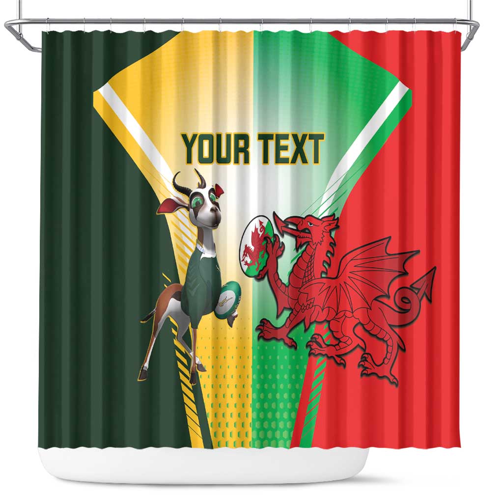 Custom South Africa And Wales Rugby Shower Curtain Springboks Welsh Mascots Dynamic Version