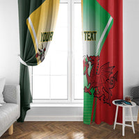 Rugby window curtains with Springbok and Welsh dragon design, green yellow red