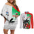 Custom Fiji And Wales Rugby Couples Matching Off Shoulder Short Dress and Long Sleeve Button Shirt Fijian Tapa Welsh Mascots Dynamic Version - Wonder Print Shop