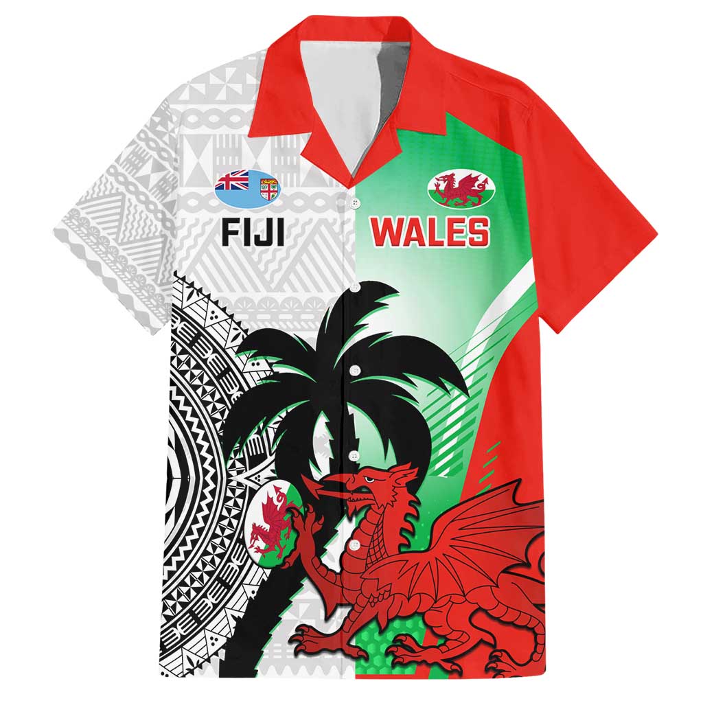 Custom Fiji And Wales Rugby Hawaiian Shirt Fijian Tapa Welsh Mascots Dynamic Version - Wonder Print Shop