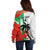 Custom Fiji And Wales Rugby Off Shoulder Sweater Fijian Tapa Welsh Mascots Dynamic Version - Wonder Print Shop