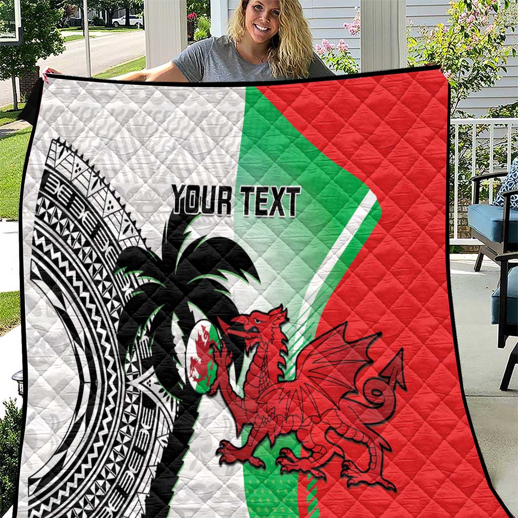 Custom Fiji And Wales Rugby Quilt Fijian Tapa Welsh Mascots Dynamic Version