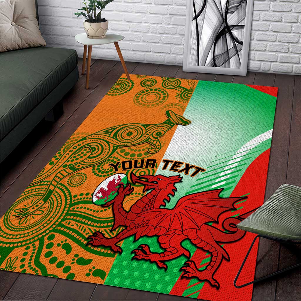 Custom Australia And Wales Rugby Area Rug Wallabies Welsh Mascots Dynamic Version - Wonder Print Shop