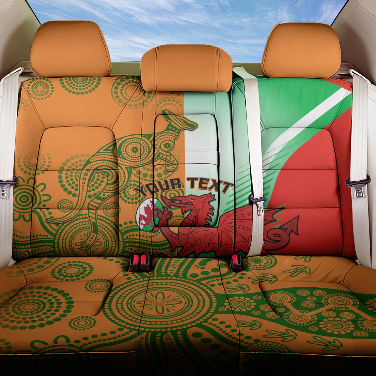 Custom Australia And Wales Rugby Back Car Seat Cover Wallabies Welsh Mascots Dynamic Version - Wonder Print Shop