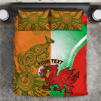 Rugby bedding set: red, orange & green duvet with Wallabies-style graphics and 2 pillowcases