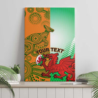Rugby canvas wall art in orange, green, and red with kangaroo, dragon, and custom text