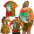 Custom Australia And Wales Rugby Family Matching Off Shoulder Short Dress and Hawaiian Shirt Wallabies Welsh Mascots Dynamic Version - Wonder Print Shop