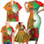 Custom Australia And Wales Rugby Family Matching Short Sleeve Bodycon Dress and Hawaiian Shirt Wallabies Welsh Mascots Dynamic Version - Wonder Print Shop