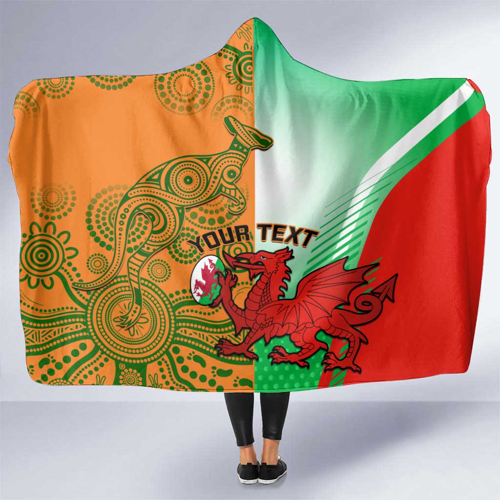 Custom Australia And Wales Rugby Hooded Blanket Wallabies Welsh Mascots Dynamic Version