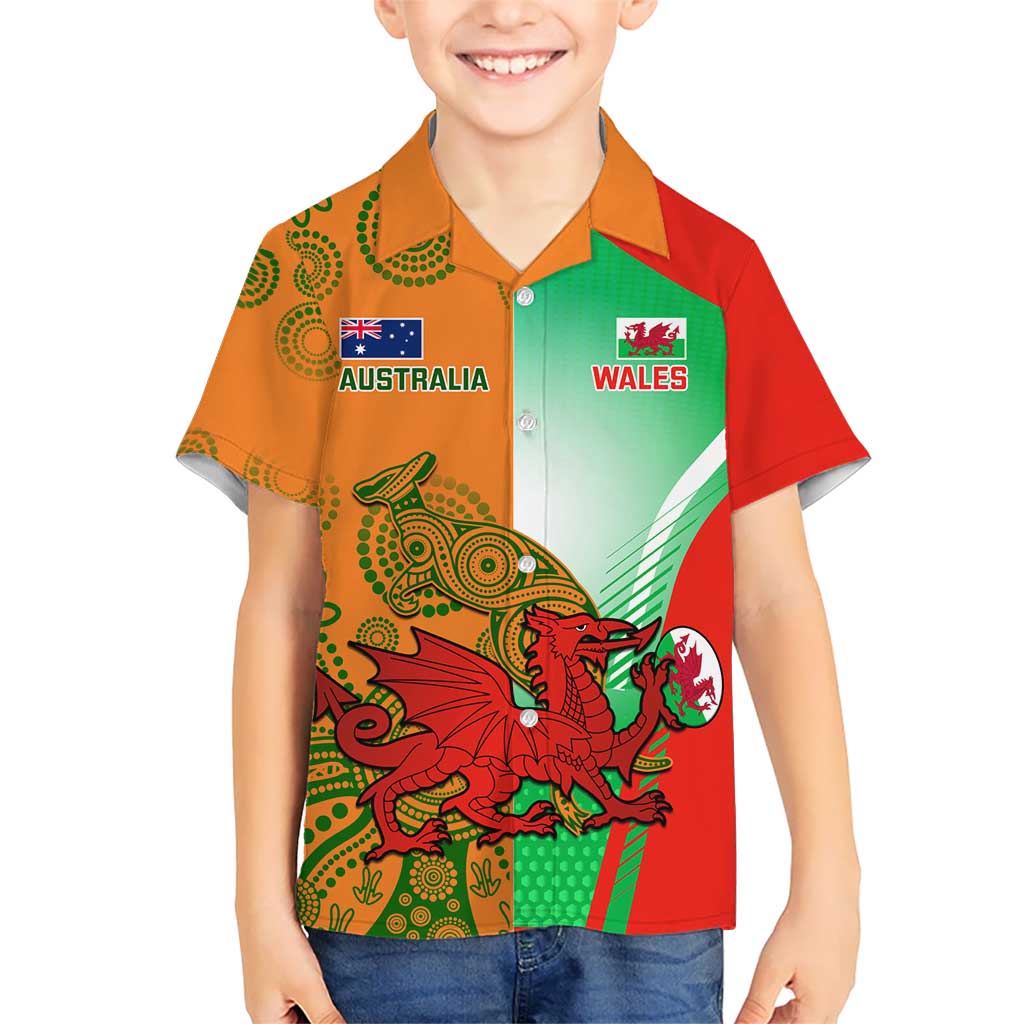 Custom Australia And Wales Rugby Kid Hawaiian Shirt Wallabies Welsh Mascots Dynamic Version - Wonder Print Shop