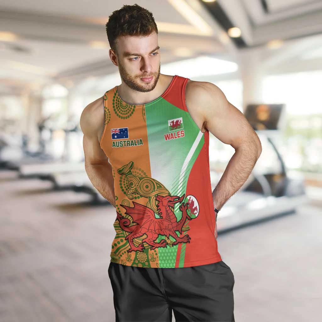 Custom Australia And Wales Rugby Men Tank Top Wallabies Welsh Mascots Dynamic Version - Wonder Print Shop