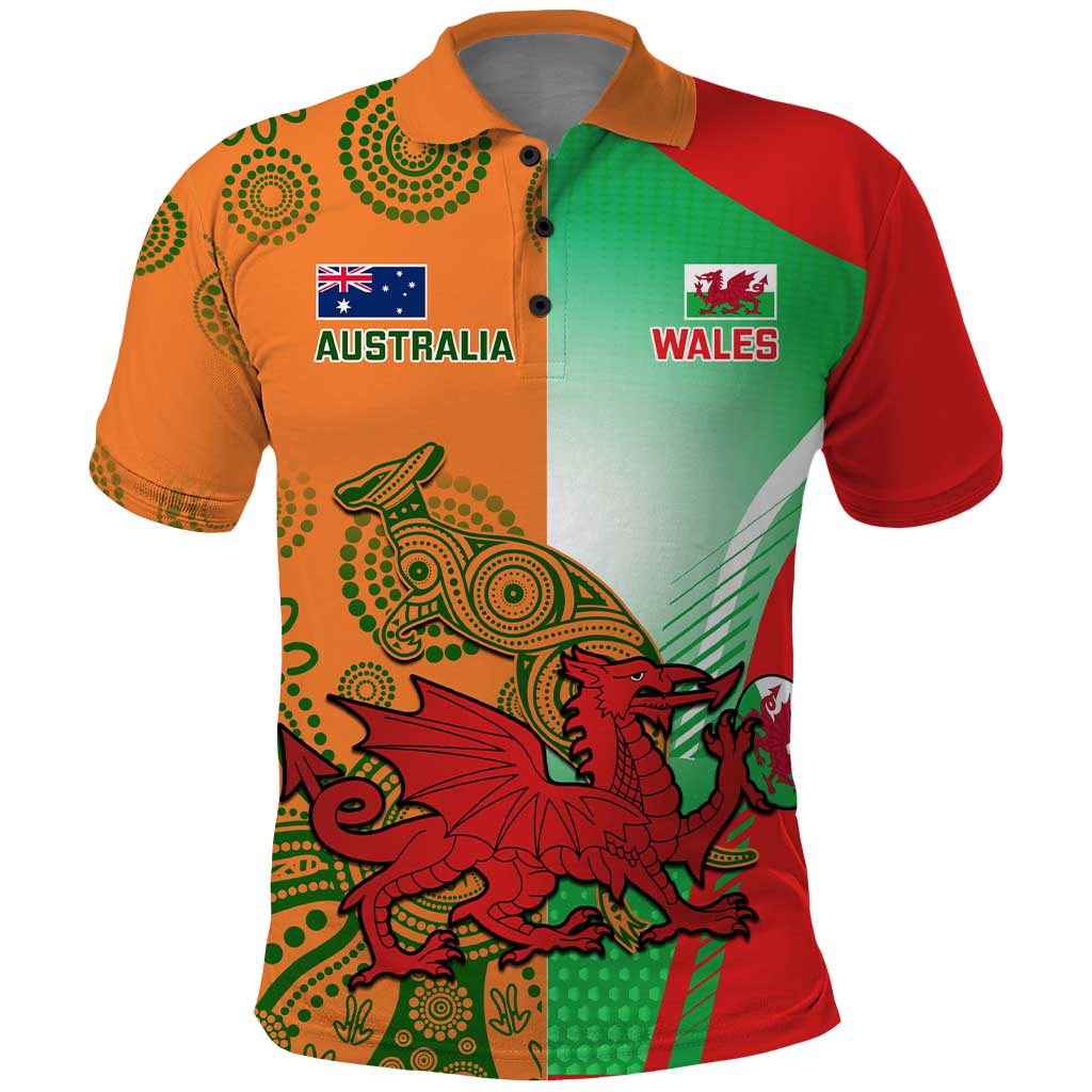 Custom Australia And Wales Rugby Polo Shirt Wallabies Welsh Mascots Dynamic Version - Wonder Print Shop