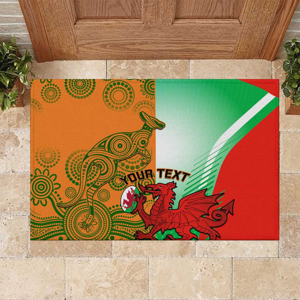 Custom Australia And Wales Rugby Rubber Doormat Wallabies Welsh Mascots Dynamic Version