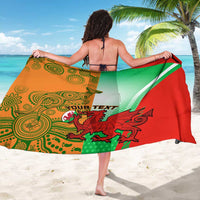 Custom rugby sarong with green-yellow ornament print and red dragon mascot flag stripe
