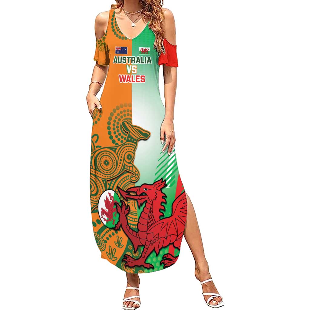 Custom Australia And Wales Rugby Summer Maxi Dress Wallabies Welsh Mascots Dynamic Version