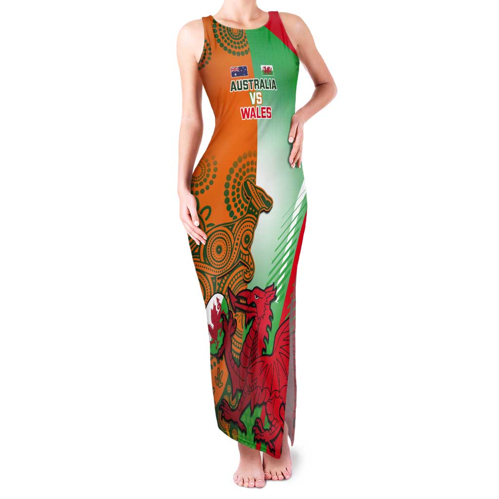 Custom Australia And Wales Rugby Tank Maxi Dress Wallabies Welsh Mascots Dynamic Version