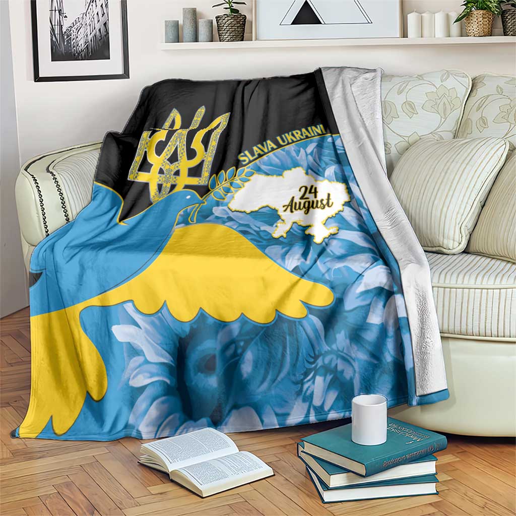 Ukraine Independence Day Blanket Slava Ukraini Ukrainian Trident With Sunflowers