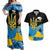 Ukraine Independence Day Couples Matching Off Shoulder Maxi Dress and Hawaiian Shirt Slava Ukraini Ukrainian Trident With Sunflowers - Wonder Print Shop