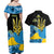 Ukraine Independence Day Couples Matching Off Shoulder Maxi Dress and Hawaiian Shirt Slava Ukraini Ukrainian Trident With Sunflowers - Wonder Print Shop