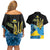 Ukraine Independence Day Couples Matching Off Shoulder Short Dress and Hawaiian Shirt Slava Ukraini Ukrainian Trident With Sunflowers - Wonder Print Shop