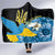 Ukraine Independence Day Hooded Blanket Slava Ukraini Ukrainian Trident With Sunflowers