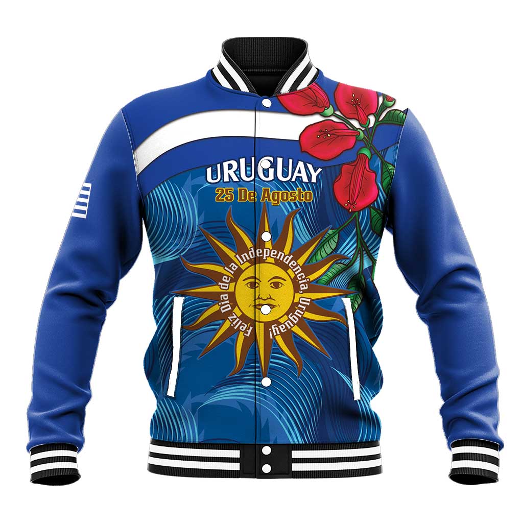 Uruguay Independence Day Baseball Jacket 25 De Agosto Coat Of Arms With Ceibo - Wonder Print Shop