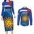 Uruguay Independence Day Couples Matching Long Sleeve Bodycon Dress and Long Sleeve Button Shirt 25 De Agosto Coat Of Arms With Ceibo - Wonder Print Shop