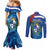 Uruguay Independence Day Couples Matching Mermaid Dress and Long Sleeve Button Shirt 25 De Agosto Coat Of Arms With Ceibo