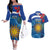 Uruguay Independence Day Couples Matching Off The Shoulder Long Sleeve Dress and Hawaiian Shirt 25 De Agosto Coat Of Arms With Ceibo - Wonder Print Shop