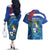 Uruguay Independence Day Couples Matching Off The Shoulder Long Sleeve Dress and Hawaiian Shirt 25 De Agosto Coat Of Arms With Ceibo - Wonder Print Shop