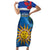 Uruguay Independence Day Family Matching Short Sleeve Bodycon Dress and Hawaiian Shirt 25 De Agosto Coat Of Arms With Ceibo - Wonder Print Shop