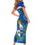 Uruguay Independence Day Family Matching Short Sleeve Bodycon Dress and Hawaiian Shirt 25 De Agosto Coat Of Arms With Ceibo - Wonder Print Shop