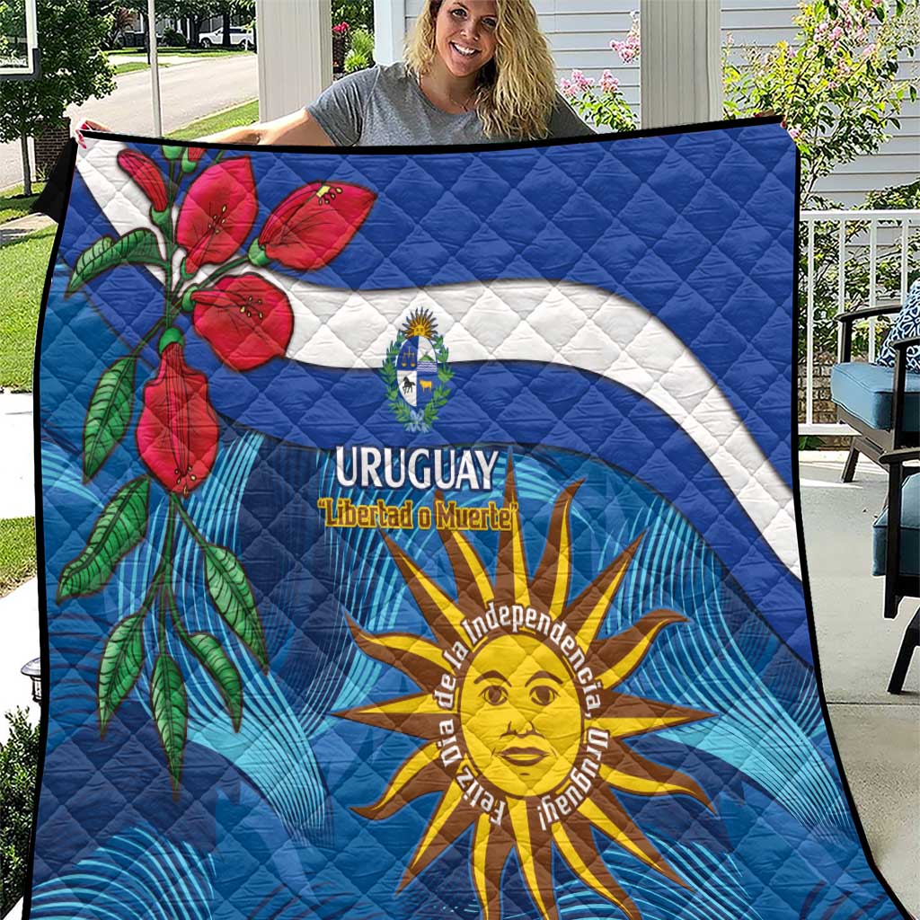 Uruguay Independence Day Quilt 25 De Agosto Coat Of Arms With Ceibo