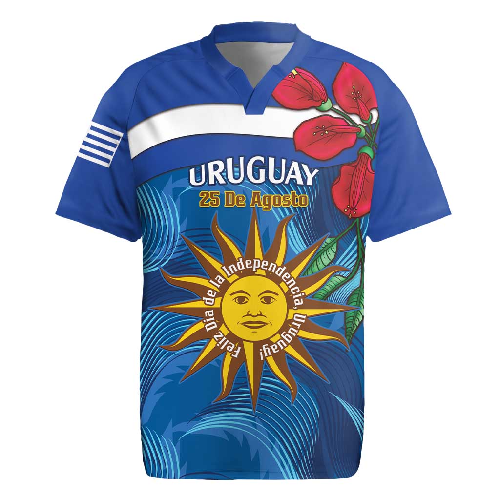 Uruguay Independence Day Rugby Jersey 25 De Agosto Coat Of Arms With Ceibo - Wonder Print Shop