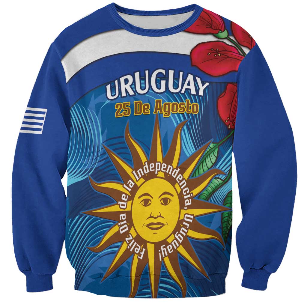 Unisex blue sweatshirt with Uruguay 25 de Agosto graphic and sun emblem