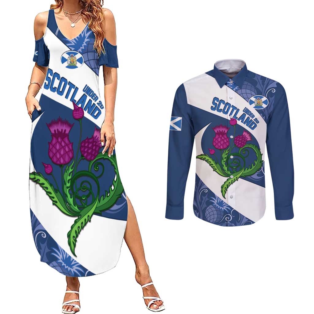 Custom Scotland Rugby Couples Matching Summer Maxi Dress and Long Sleeve Button Shirt 2024 Go Champions Scottish Thistles - Wonder Print Shop