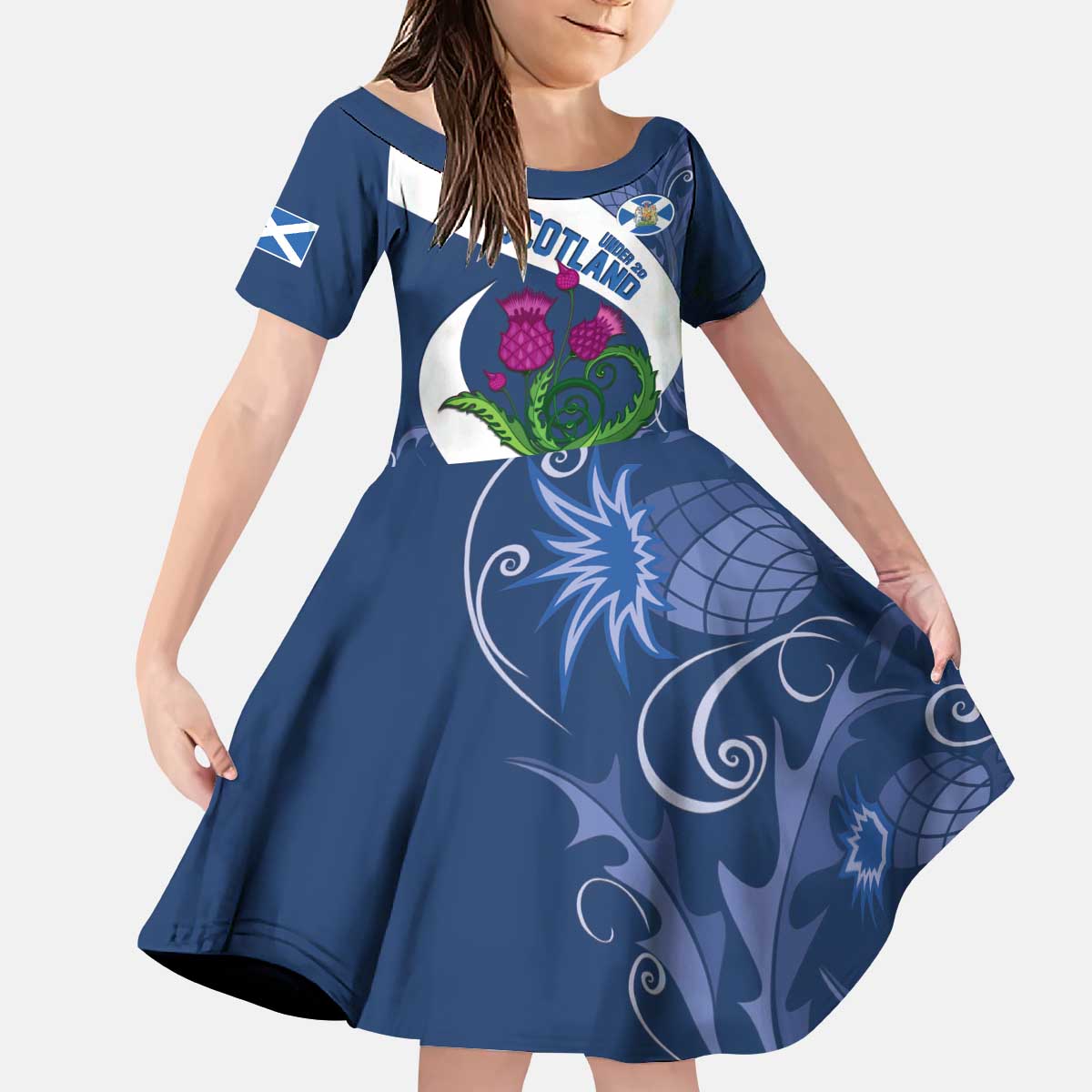 Custom Scotland Rugby Kid Short Sleeve Dress 2024 Go Champions Scottish Thistles - Wonder Print Shop