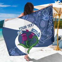 Blue Scotland-themed sarong with your text and thistle crest