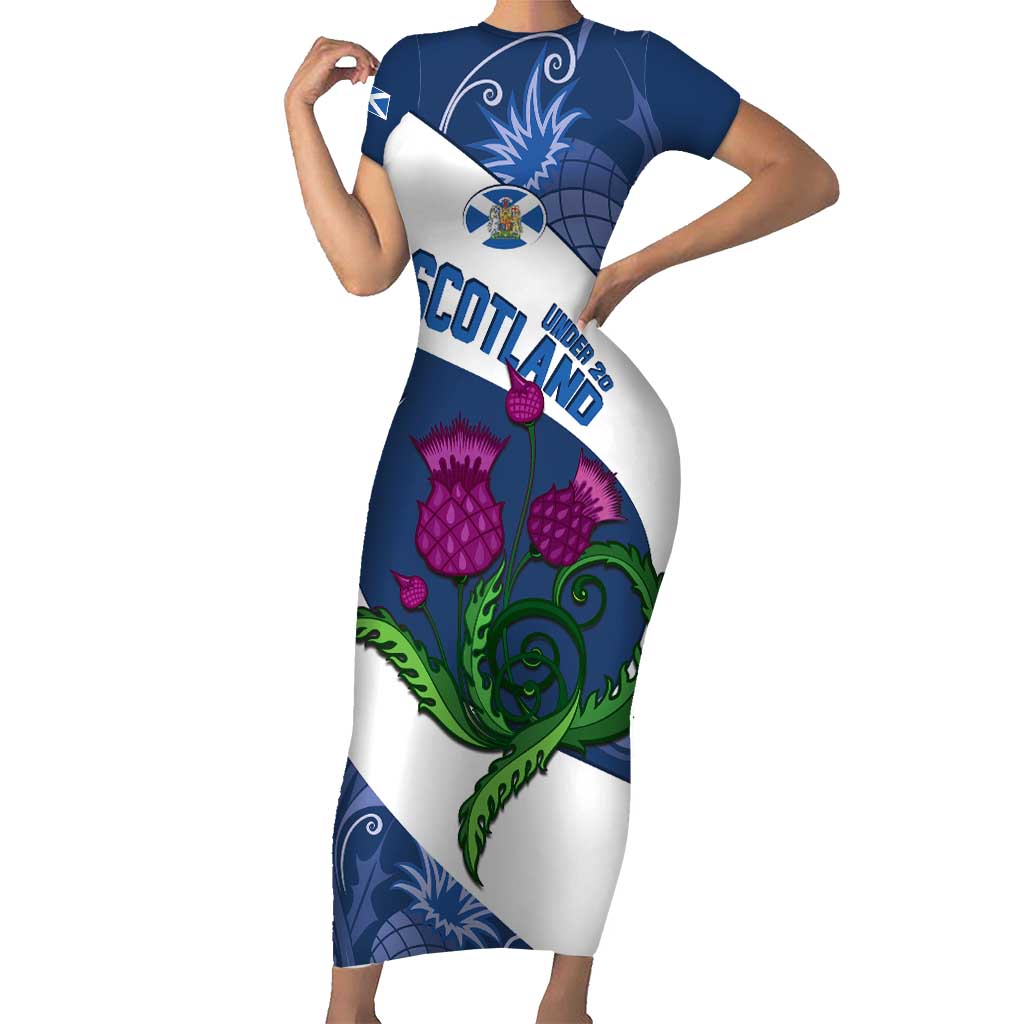 Custom Scotland Rugby Short Sleeve Bodycon Dress 2024 Go Champions Scottish Thistles