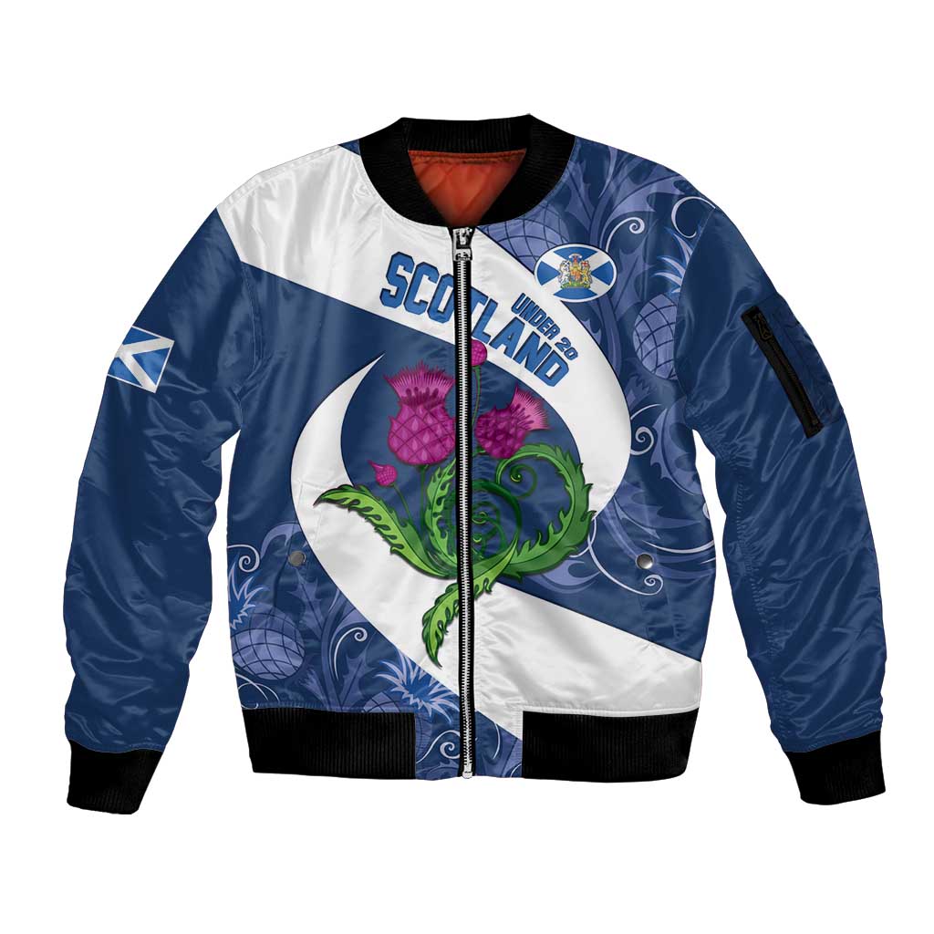 Custom Scotland Rugby Sleeve Zip Bomber Jacket 2024 Go Champions Scottish Thistles