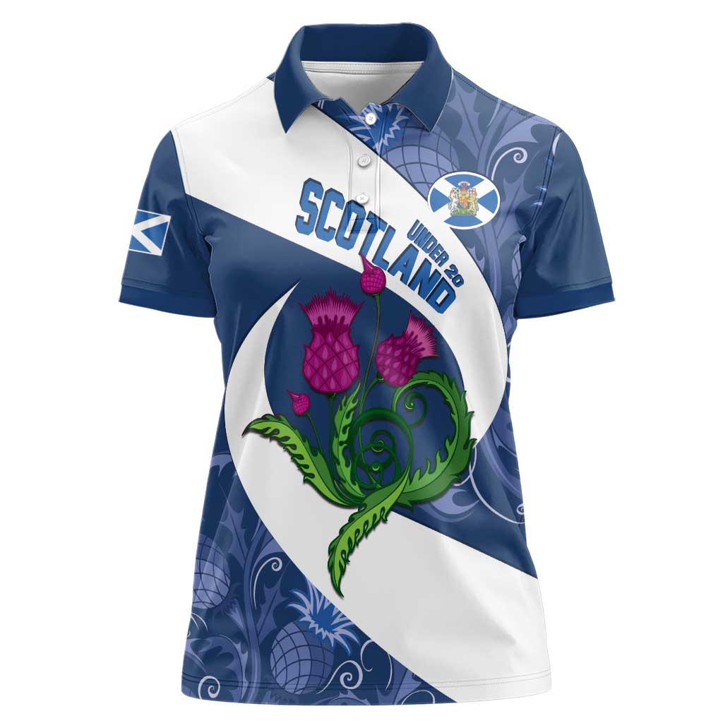 Custom Scotland Rugby Women Polo Shirt 2024 Go Champions Scottish Thistles