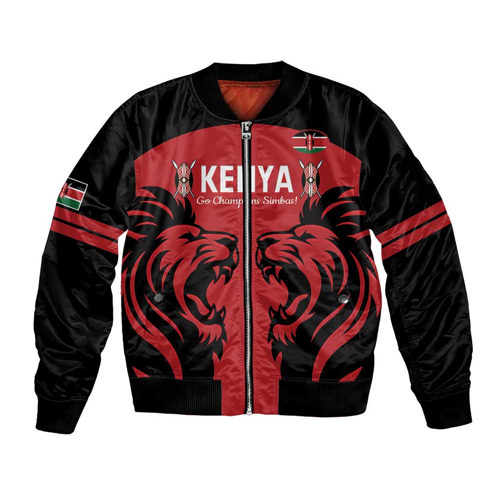 Custom Kenya Rugby Bomber Jacket 2024 Go Champions Simbas - Red